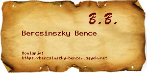 Bercsinszky Bence névjegykártya